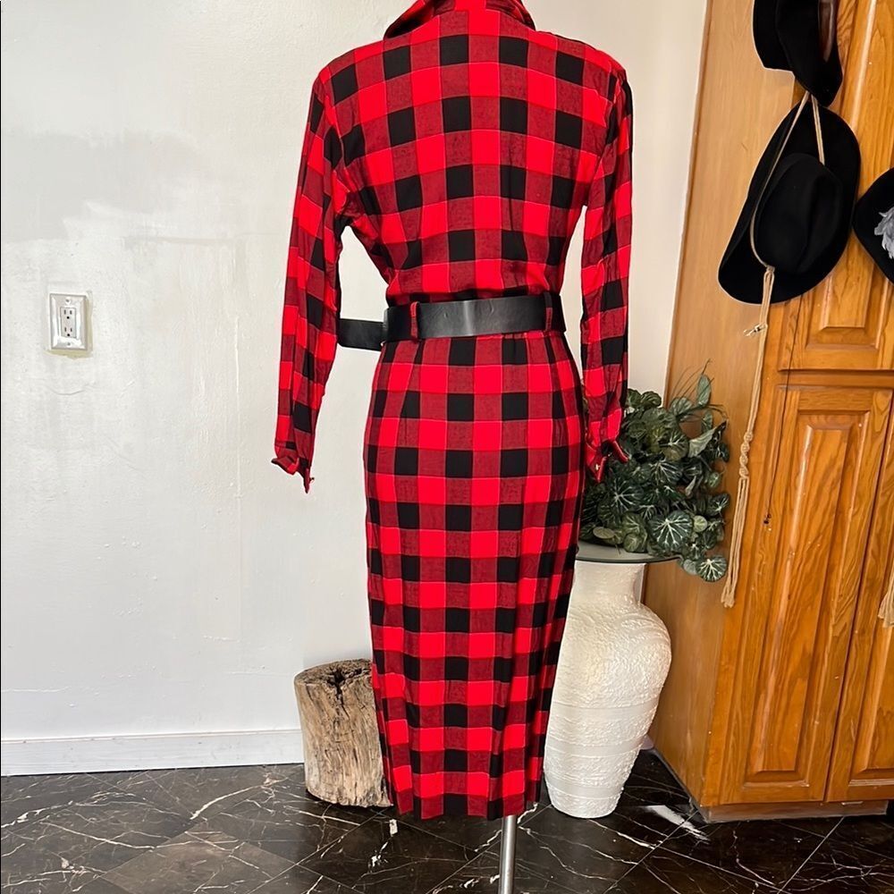R.J. Steven by carol escritor vintage Plaid Red and Black Women's Dress - Picture 11 of 16